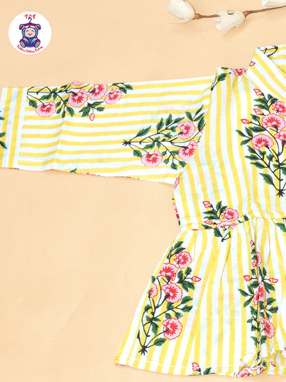 Yellow - Girls Big Butta Flower Dori Co-ords Sets