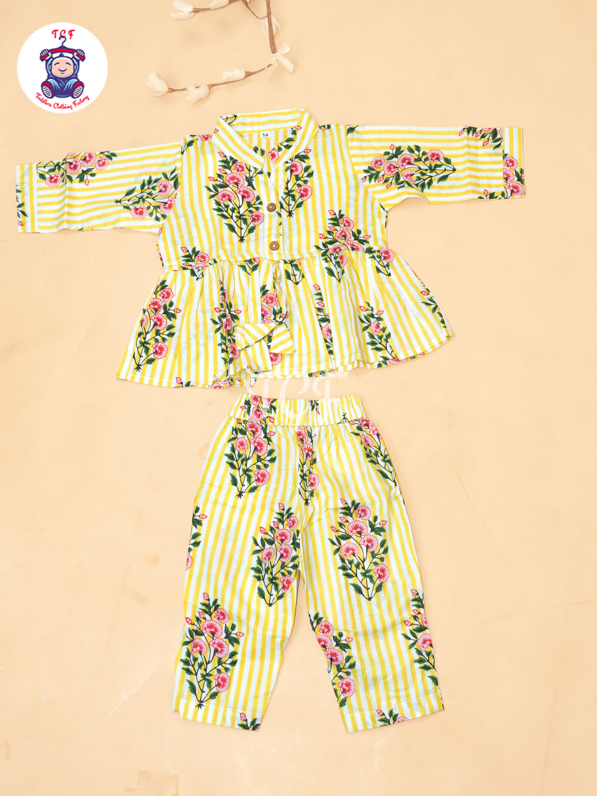Yellow - Girls Big Butta Flower Dori Co-ords Sets