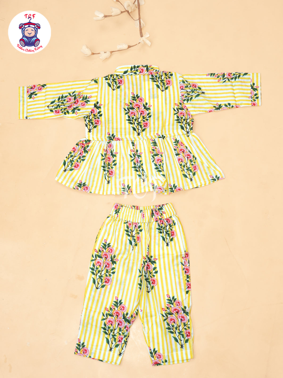 Yellow - Girls Big Butta Flower Dori Co-ords Sets