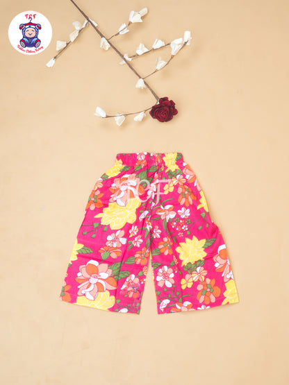 Pink - Girls Butterfly Top With Plazzo