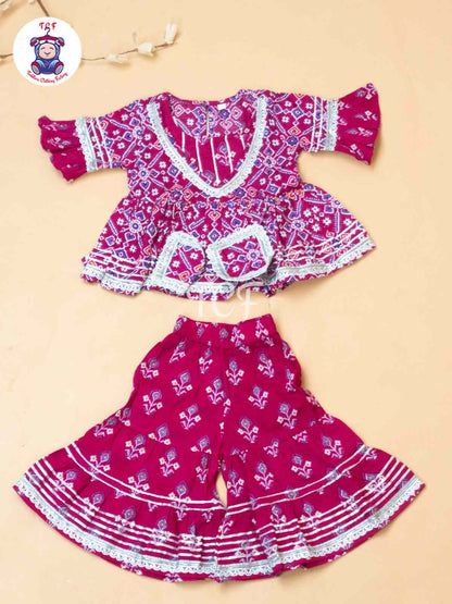 Pink - Girls Patang Sharara Salwar