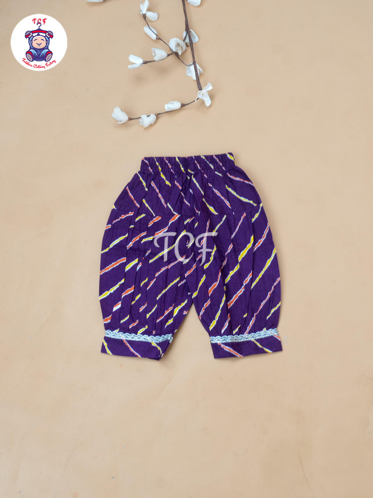 Purple - Girl Lehariya Zari Short Paplum Salwar
