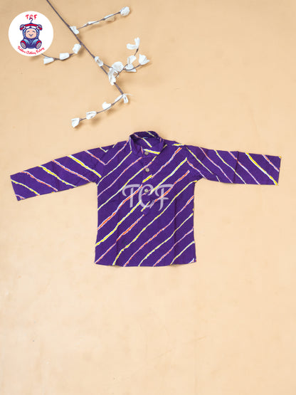 Purple - Boys Lehariya Readymade Kurta With Pant