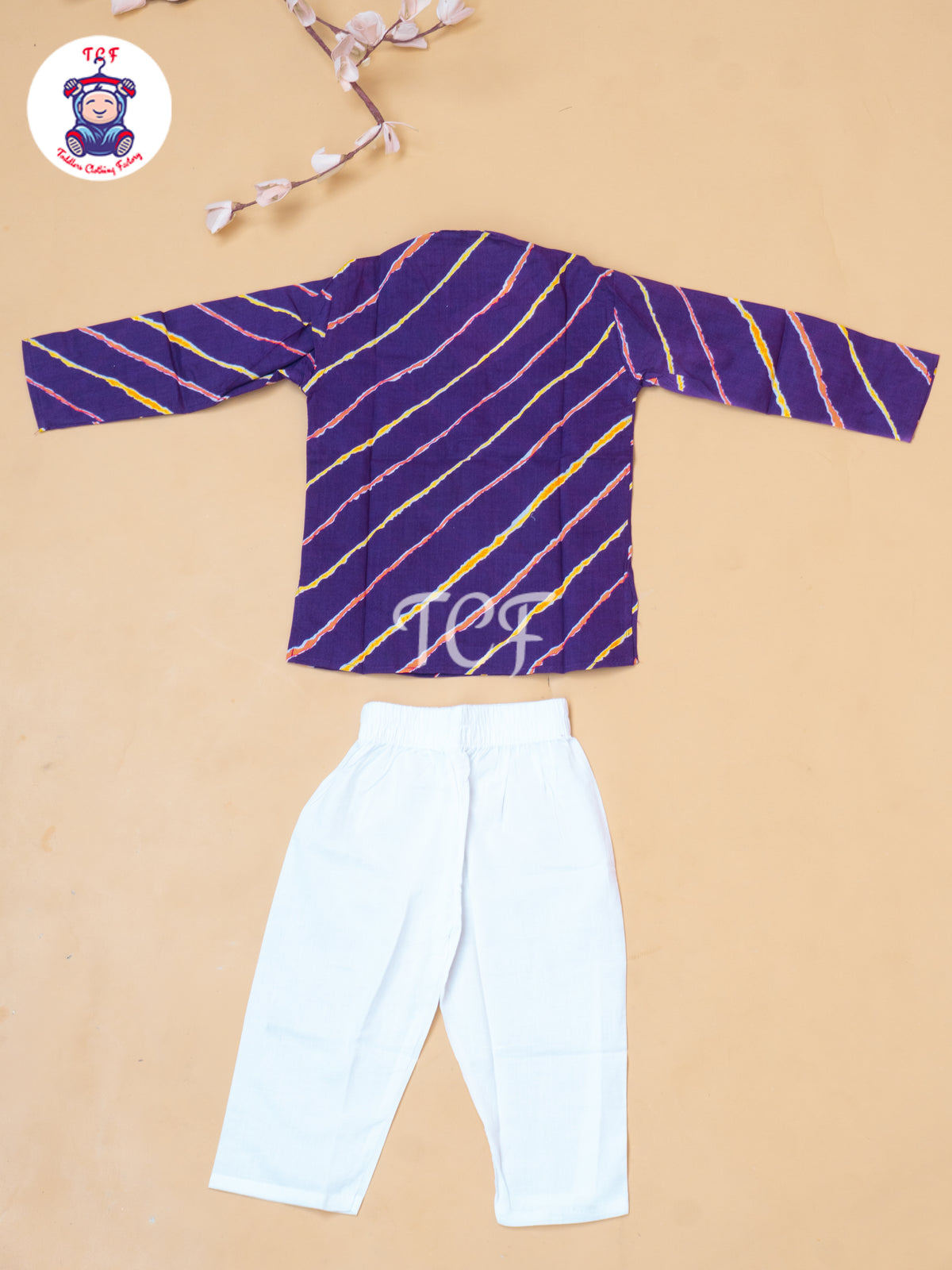 Purple - Boys Lehariya Readymade Kurta With Pant
