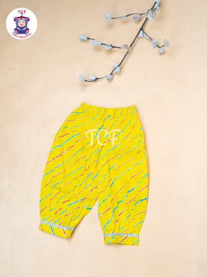 Yellow - Girl Lehariya Zari Short Paplum Salwar