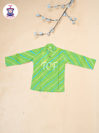 Green - Boys Lehariya Readymade Kurta With Pant