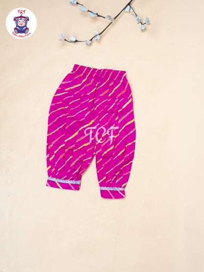 Pink - Girl Lehariya Zari Short Paplum Salwar