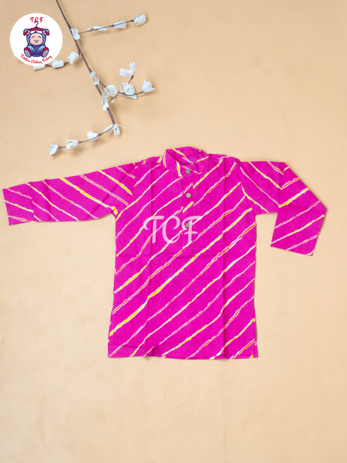 Pink - Boys Lehariya Readymade Kurta With Pant