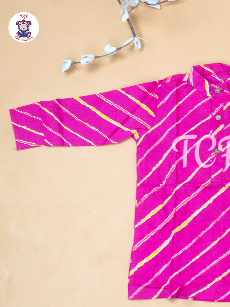 Pink - Boys Lehariya Readymade Kurta With Pant