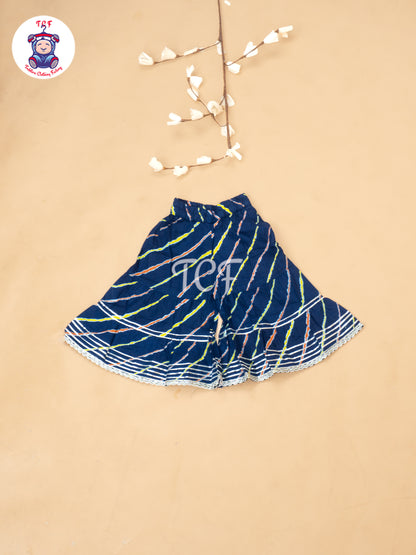Navy Blue - Girls Lehariya Zari Short Paplum Salwar