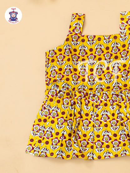 Mustard - Girls Readymade Floral Printed Co-ords Sets