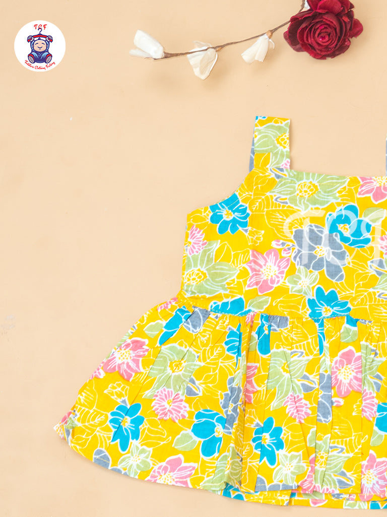 Yellow - Girls Readymade Floral Printed Co-ords Sets