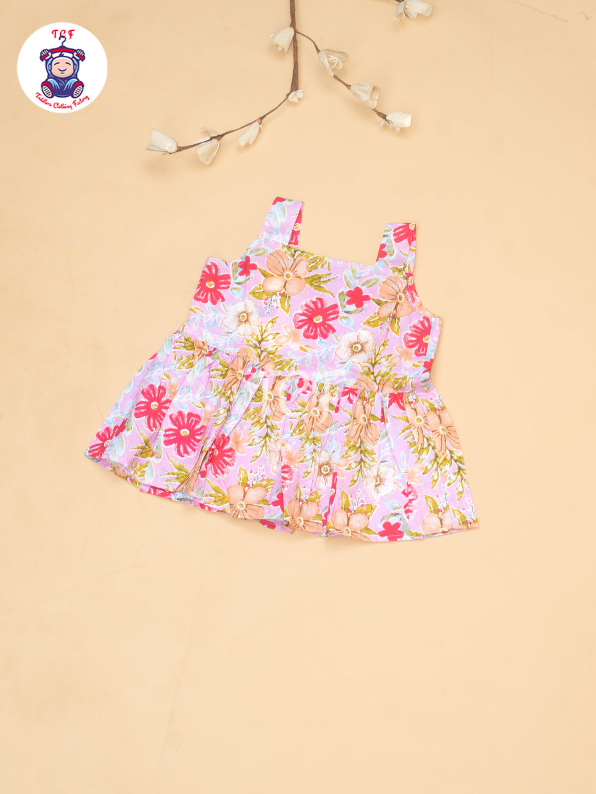 Light Pink - Girls Readymade Floral Printed Co-ords Sets