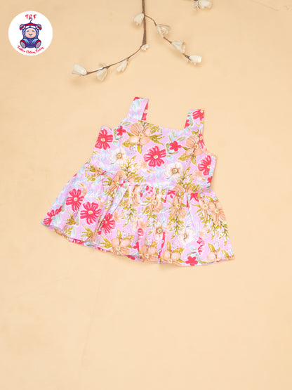 Light Pink - Girls Readymade Floral Printed Co-ords Sets