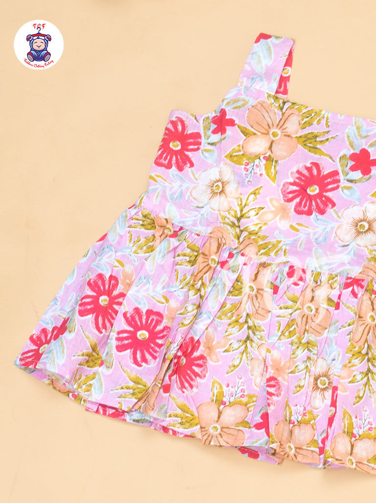 Light Pink - Girls Readymade Floral Printed Co-ords Sets