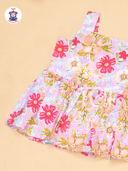 Light Pink - Girls Readymade Floral Printed Co-ords Sets