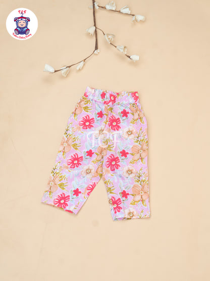 Light Pink - Girls Readymade Floral Printed Co-ords Sets