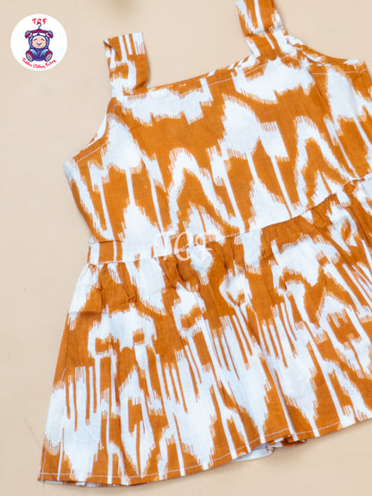 Brown - Girls Readymade Ikat Printed Co-ords Sets