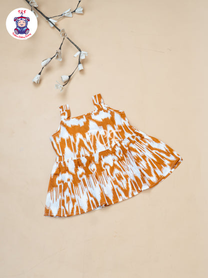 Brown - Girls Readymade Ikat Printed Co-ords Sets