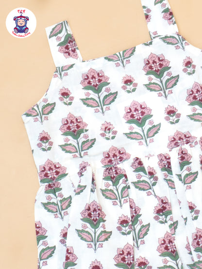 White - Girls Readymade Ikat Printed Co-ords Sets