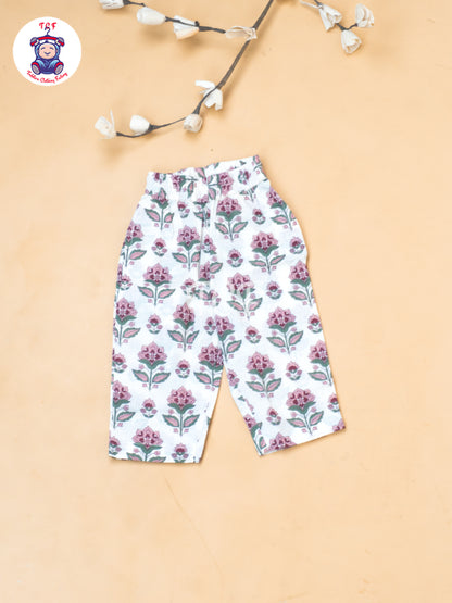 White - Girls Readymade Ikat Printed Co-ords Sets