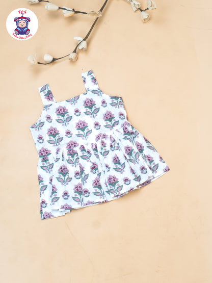 White - Girls Readymade Ikat Printed Co-ords Sets