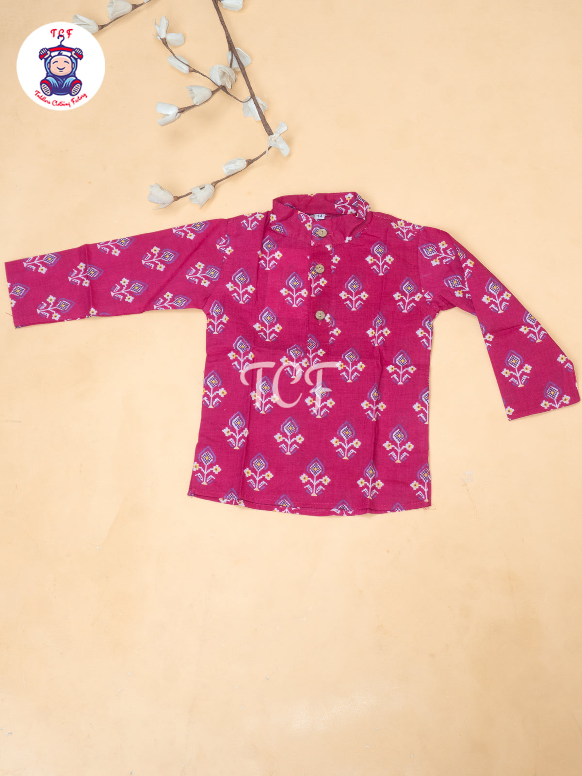 Pink - Boys Patola Readymade Kurta With Pant
