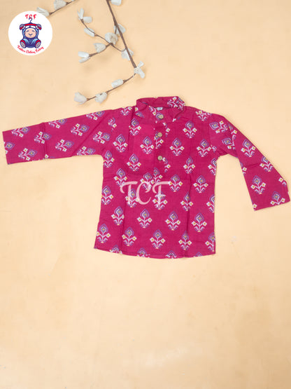 Pink - Boys Patola Readymade Kurta With Pant