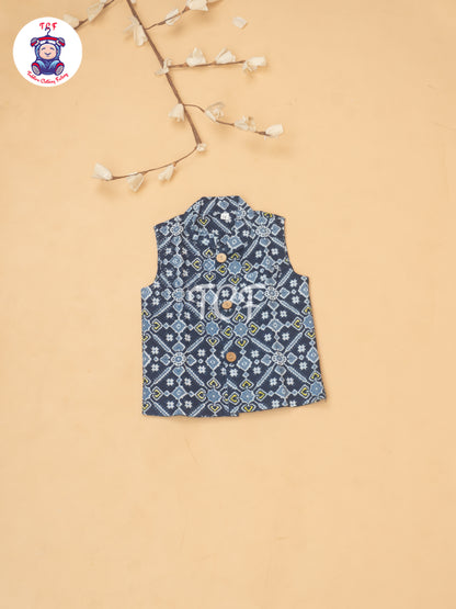 Blue - Boys Patola Readymade Kurta With Pant