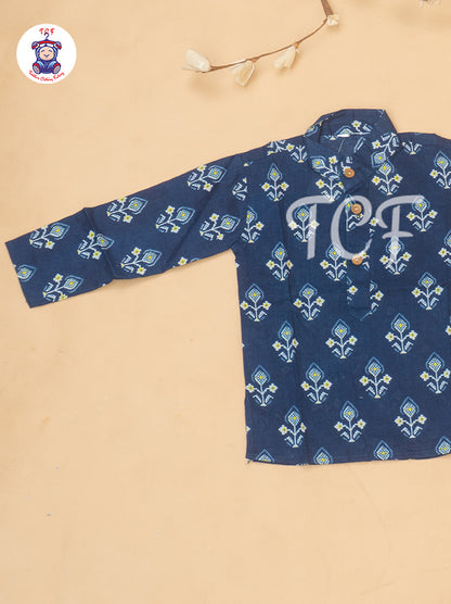 Blue - Boys Patola Readymade Kurta With Pant