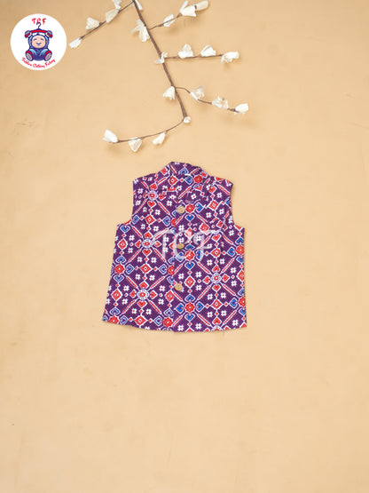 Purple - Boys Patola Readymade Kurta With Pant
