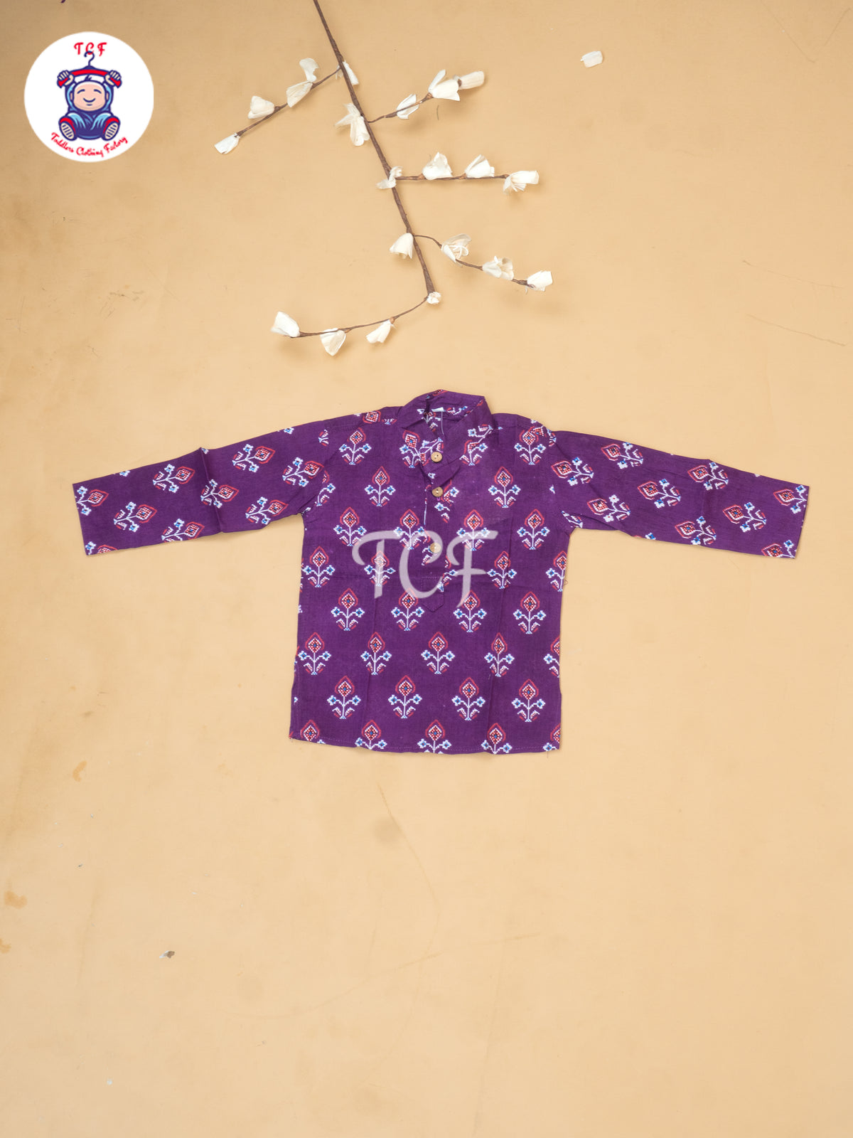 Purple - Boys Patola Readymade Kurta With Pant
