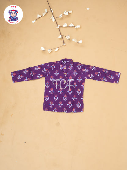 Purple - Boys Patola Readymade Kurta With Pant