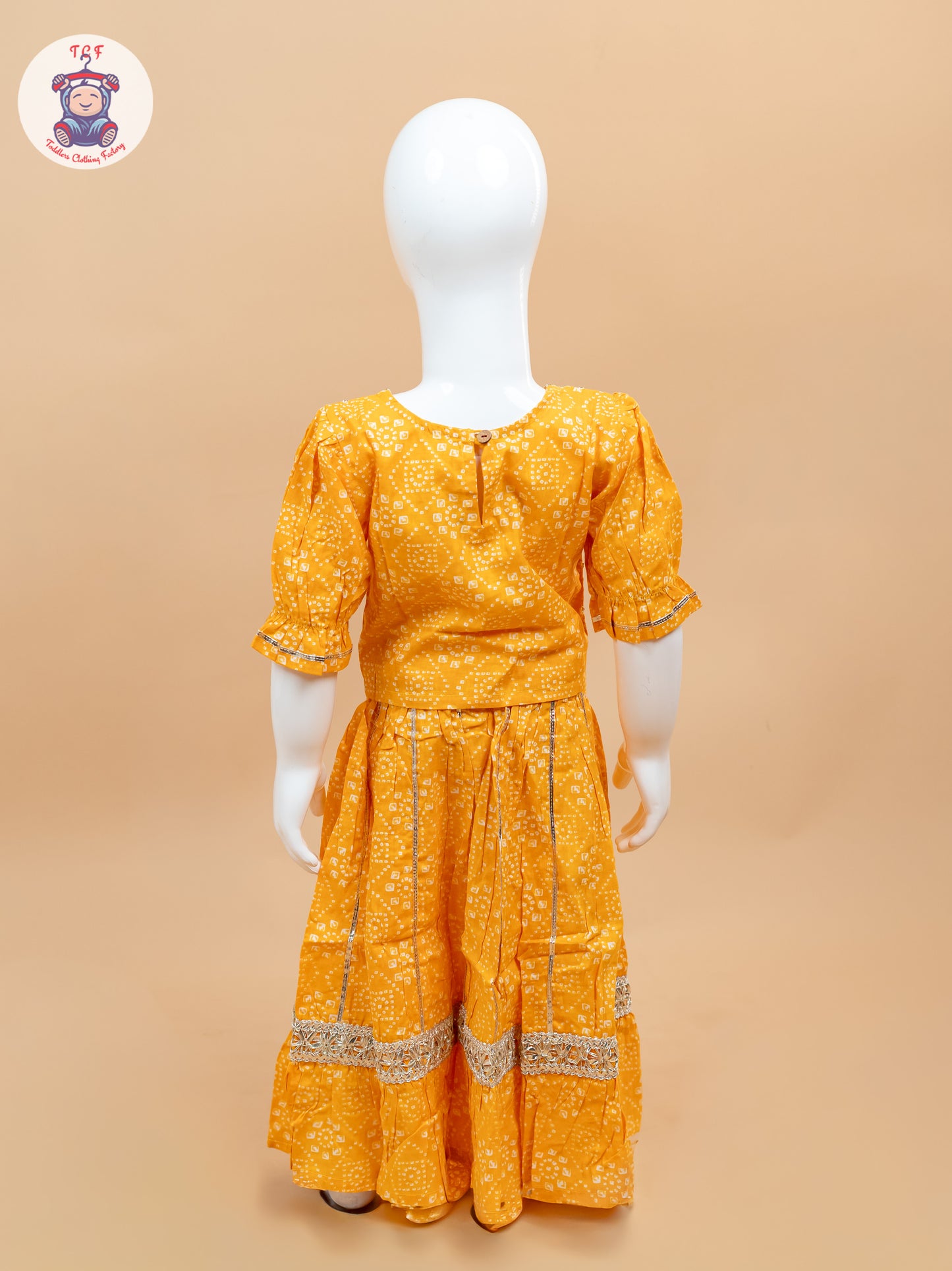 Dark Yellow - Printed Girls Lehenga Choli