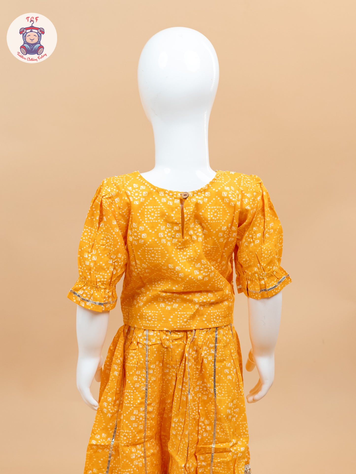 Dark Yellow - Printed Girls Lehenga Choli