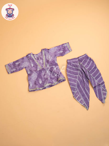 Purple - Girls Floral Printed Salwar