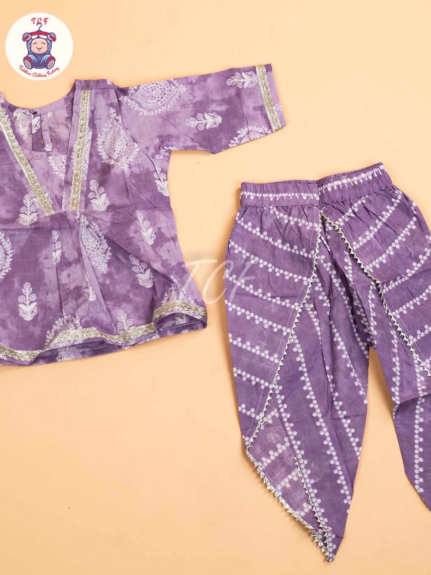 Purple - Girls Floral Printed Salwar