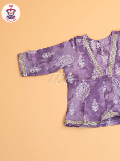 Purple - Girls Floral Printed Salwar