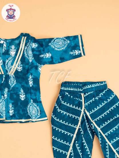 Light Green - Girls Floral Printed Salwar