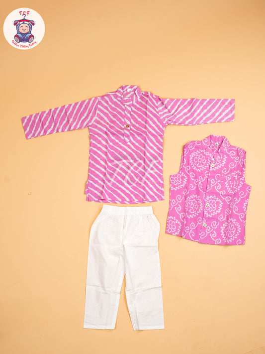 Pink - Boys Printed Kurta Sets