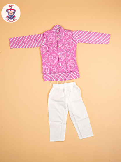 Pink - Boys Printed Kurta Sets