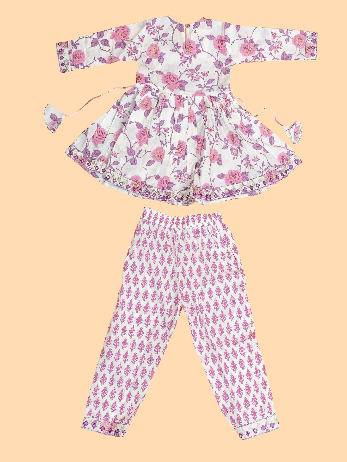 Lavender -Girls Printed Angrakha Salwar