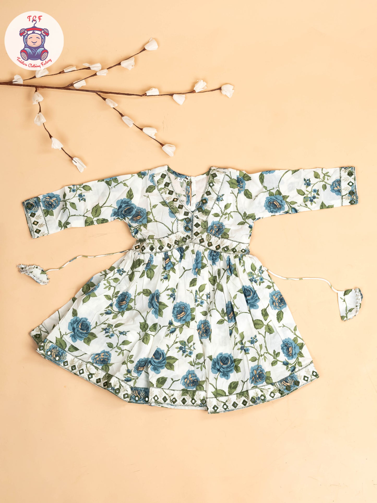 Green -Girls Printed Angrakha Salwar