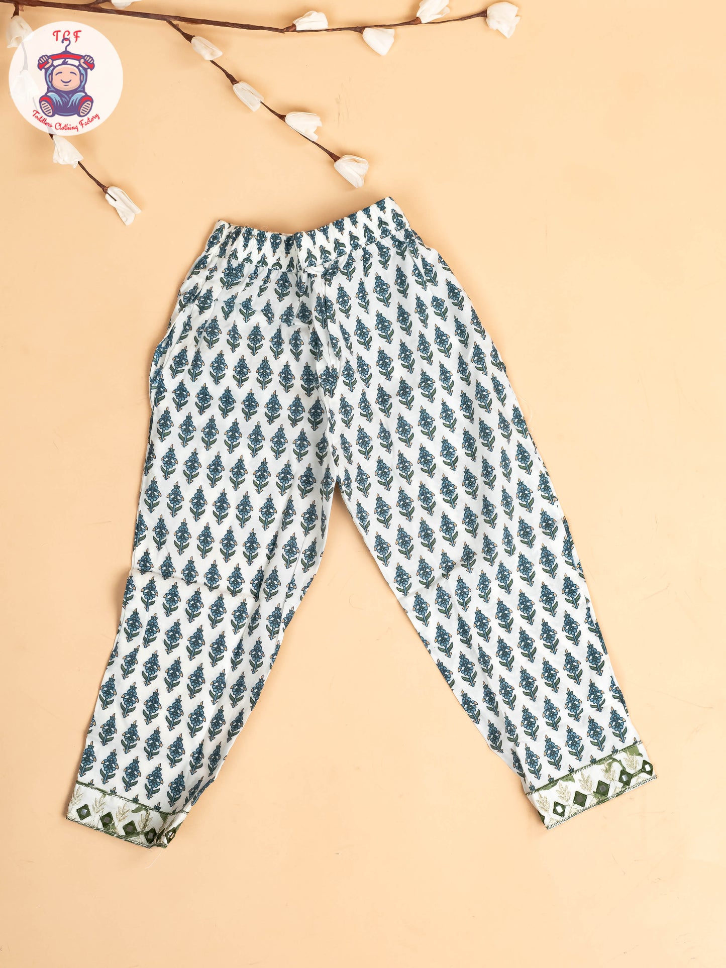 Green -Girls Printed Angrakha Salwar