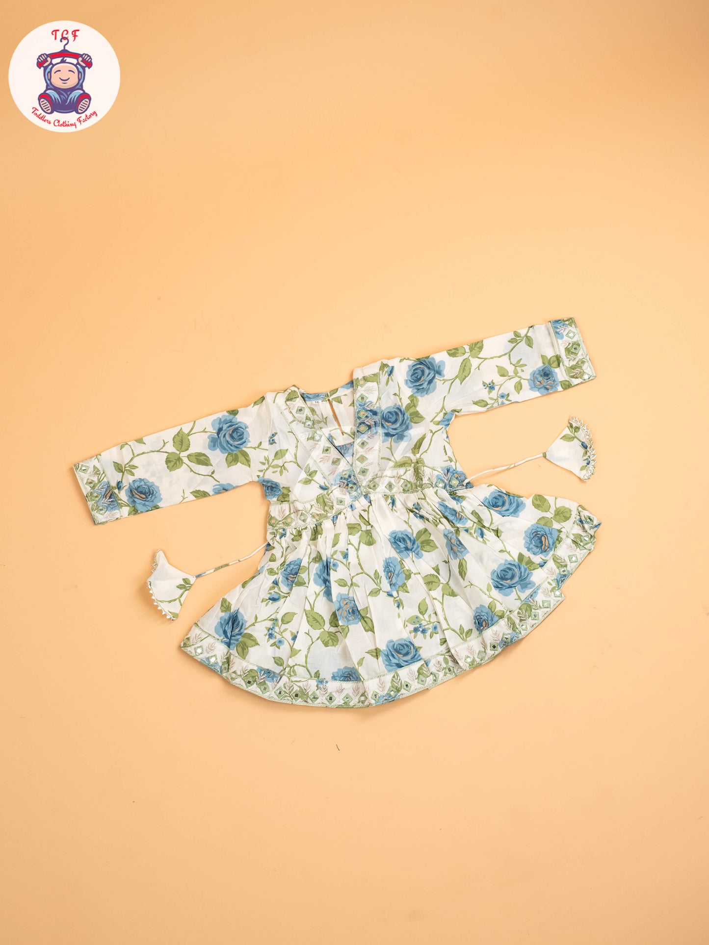 Green -Girls Printed Angrakha Salwar