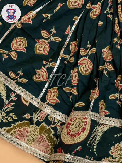 Green - Girls Floral Printed Lehenga Choli