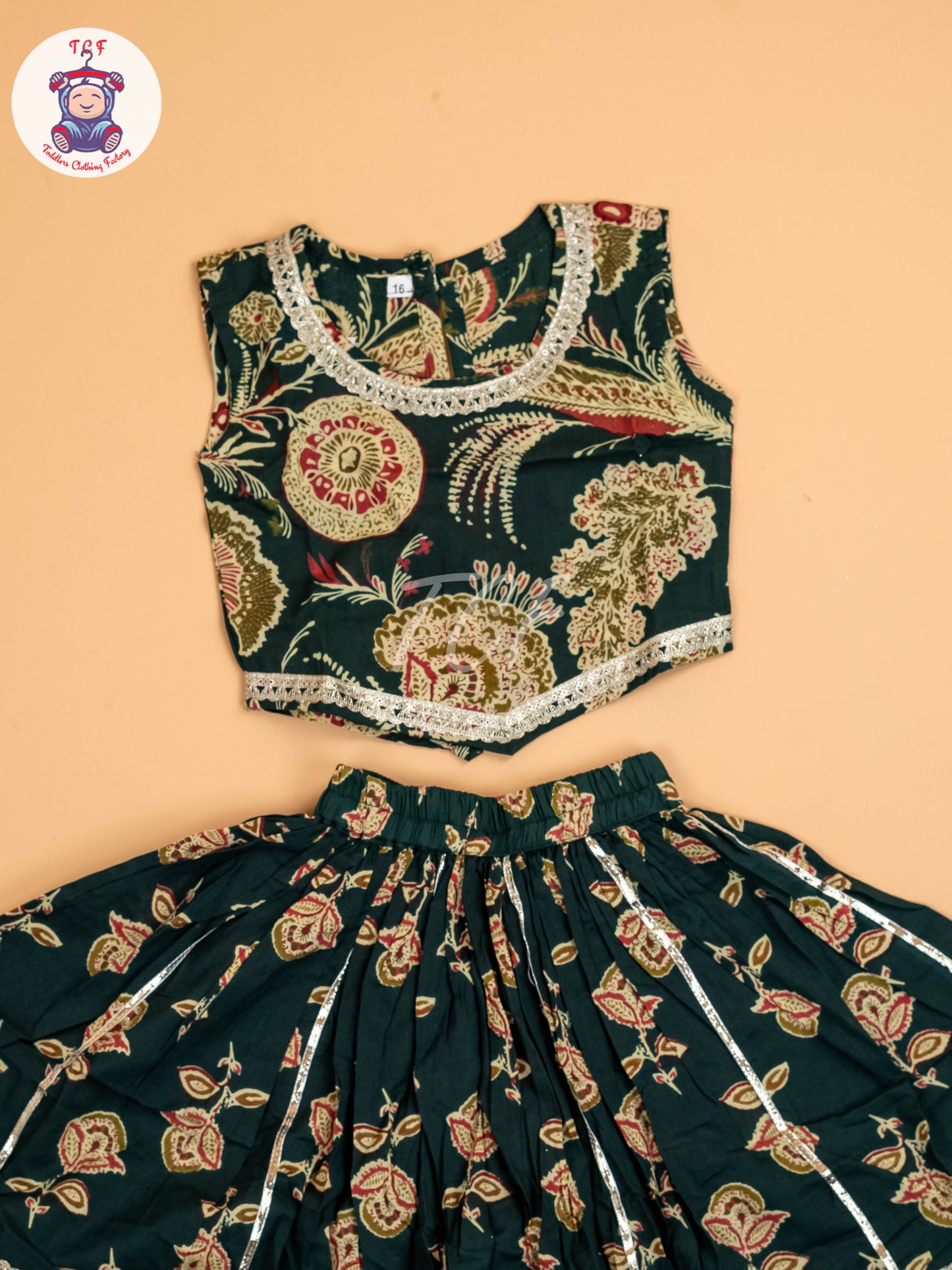 Green - Girls Floral Printed Lehenga Choli