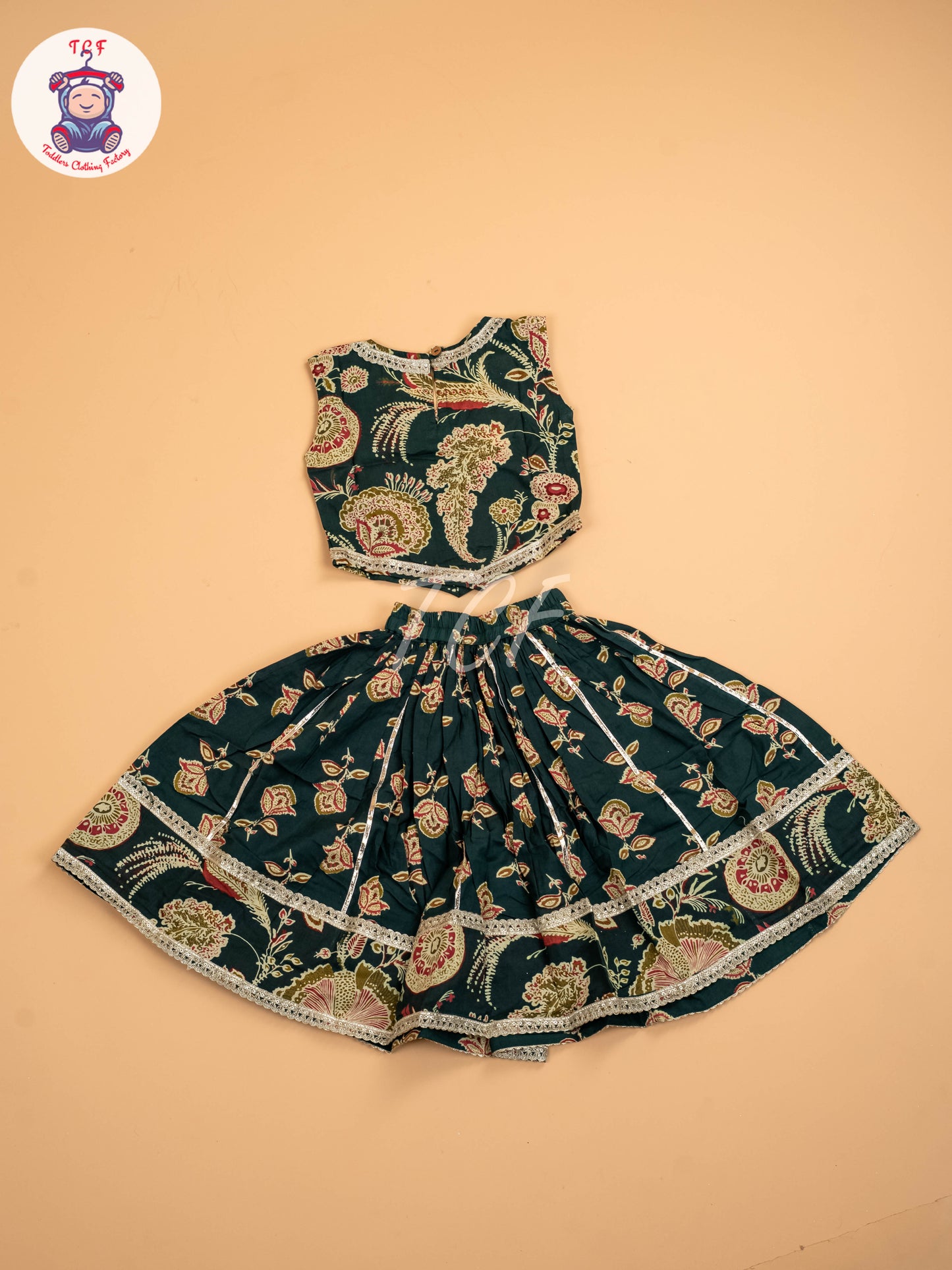 Green - Girls Floral Printed Lehenga Choli