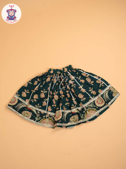 Green - Girls Floral Printed Lehenga Choli