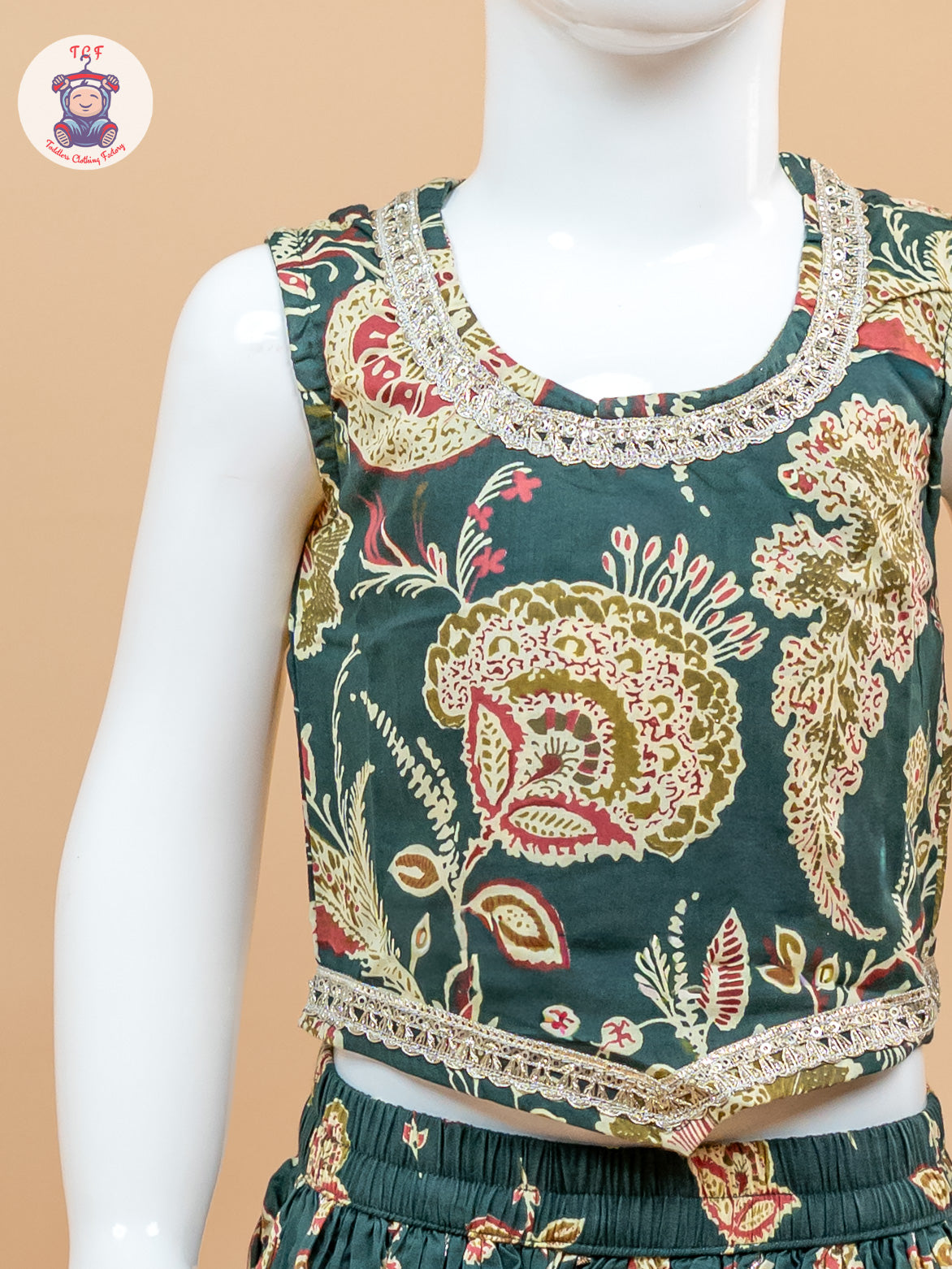 Green - Girls Floral Printed Lehenga Choli